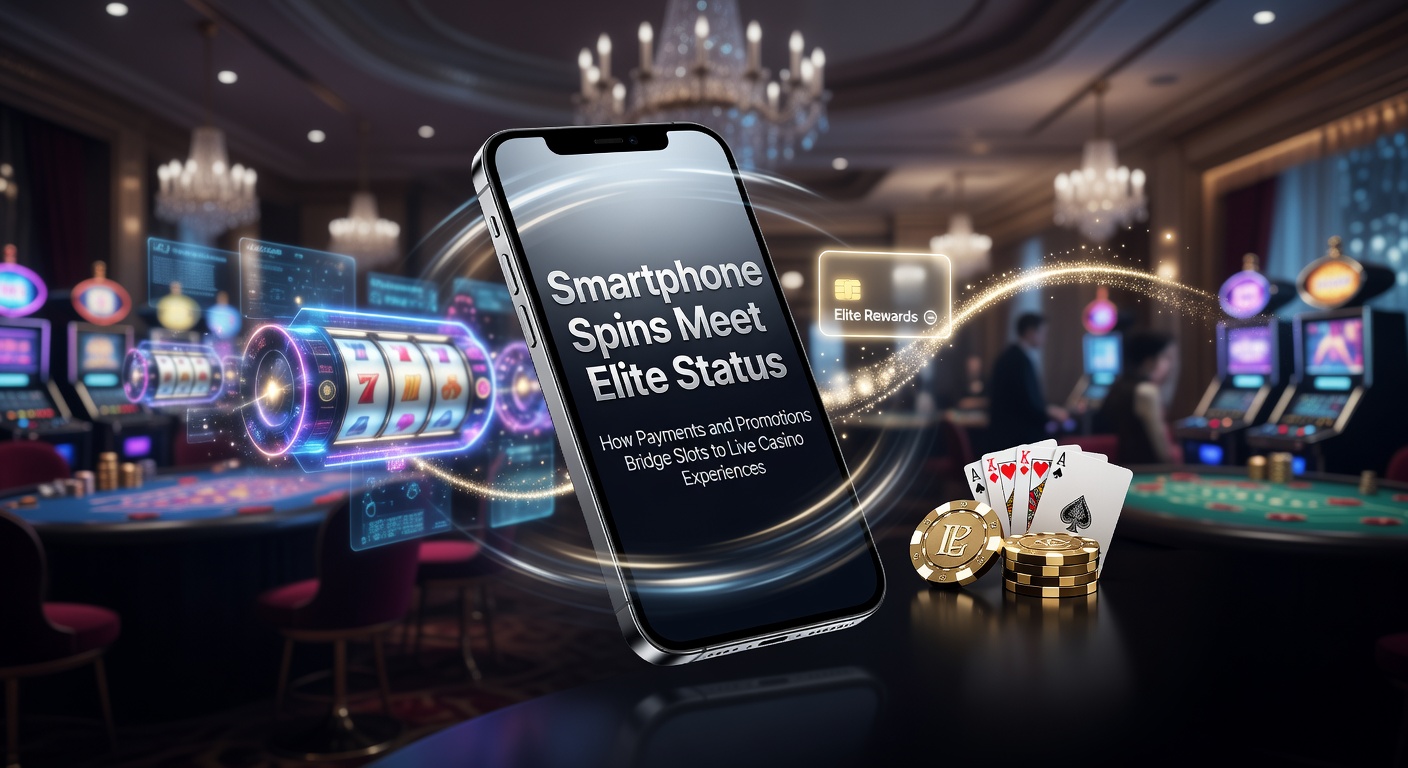 Smartphone displaying slot games transitioning to live casino tables with payment icons and VIP badges