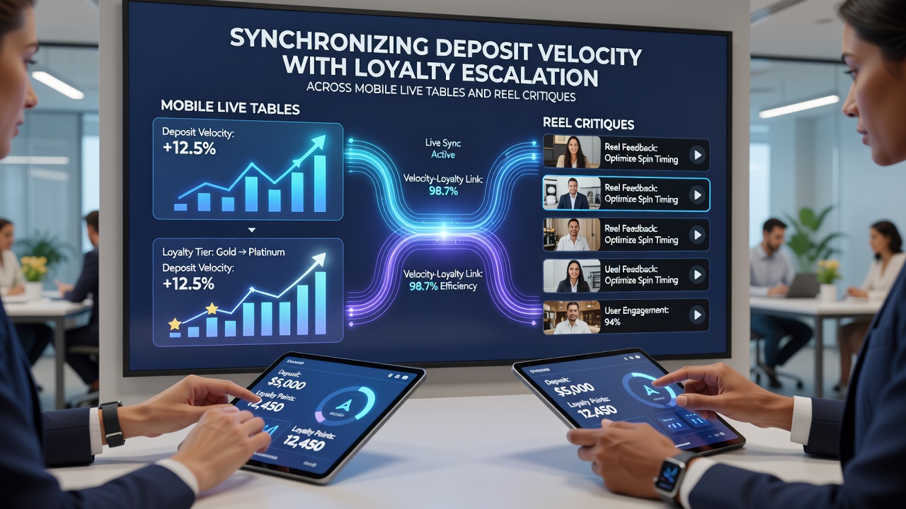 Smartphone screen displaying synchronized loyalty dashboard alongside live dealer table and slot review panel